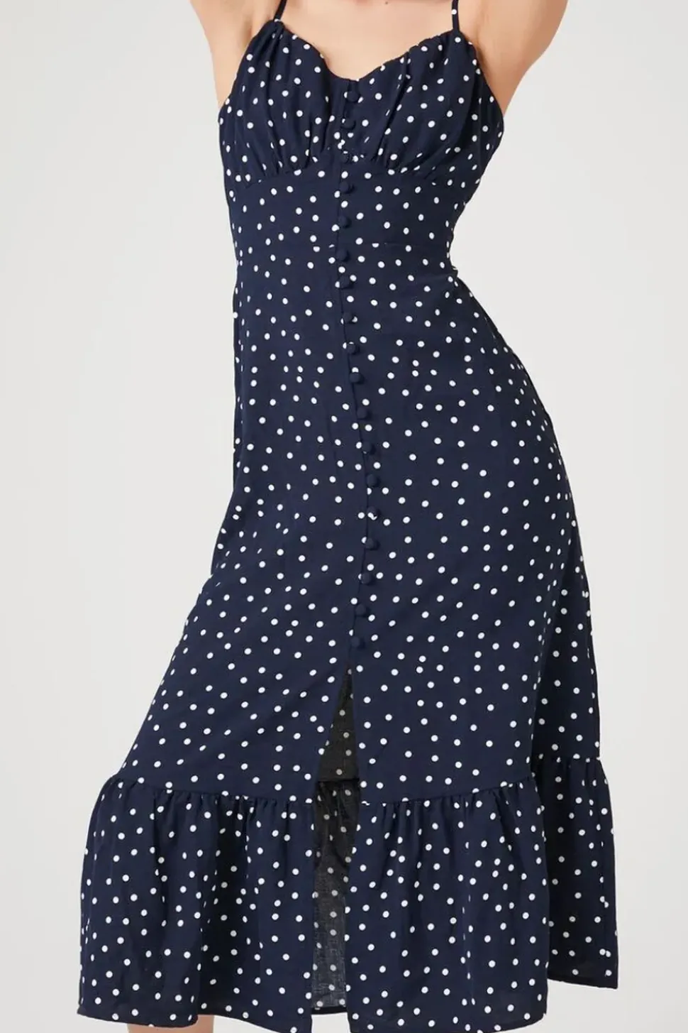 Polka Dot Button-Front Dress