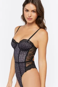 Polka Dot Lace Lingerie Bodysuit