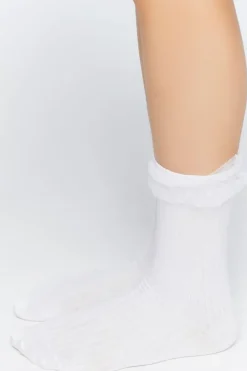 Polka Dot Lace-Trim Crew Socks
