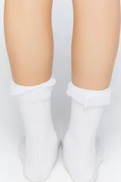 Polka Dot Lace-Trim Crew Socks