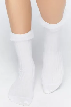 Polka Dot Lace-Trim Crew Socks