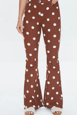 Polka Dot Print Flare Pants