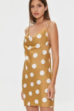 Polka Dot Print Satin Mini Dress
