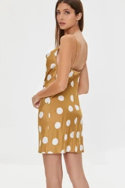 Polka Dot Print Satin Mini Dress