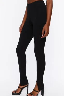 Ponte Split-Hem Skinny Pants