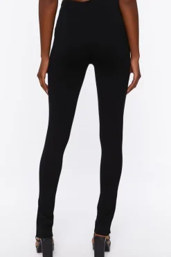 Ponte Split-Hem Skinny Pants