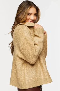 Popcorn Knit Half-Zip Sweater