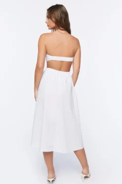 Poplin Cutout Fit & Flare Midi Dress