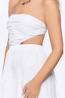 Poplin Cutout Fit & Flare Midi Dress