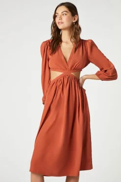 Poplin Cutout Midi Dress