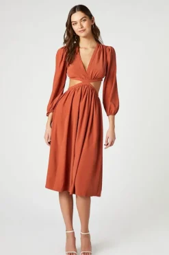Poplin Cutout Midi Dress
