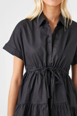 Poplin Drawstring A-Line Mini Dress