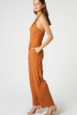 Poplin Halter Wide-Leg Jumpsuit