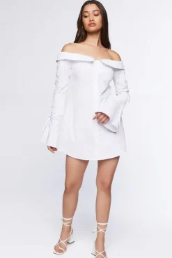 Poplin Off-The-Shoulder Mini Dress