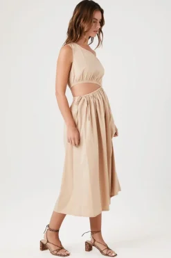 Poplin One-Shoulder Midi Dress