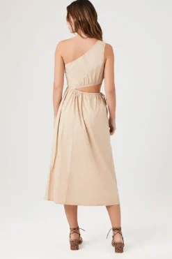 Poplin One-Shoulder Midi Dress