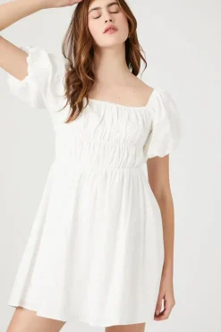 Poplin Peasant Mini Dress