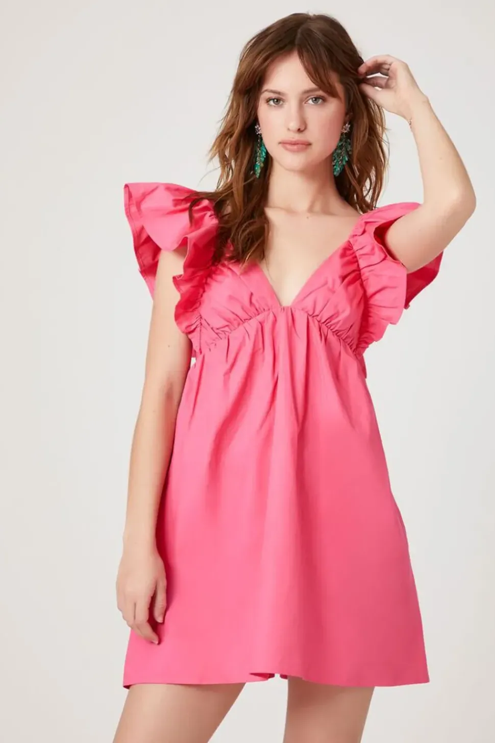 Poplin Ruffled Babydoll Dress