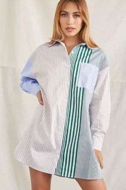 Poplin Striped Shirt Dress