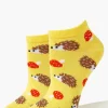Porcupine & Mushroom Print Ankle Socks