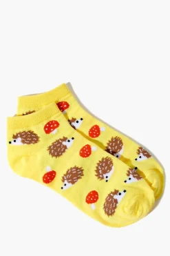Porcupine & Mushroom Print Ankle Socks