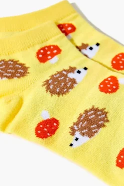 Porcupine & Mushroom Print Ankle Socks