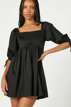 Puff-Sleeve Babydoll Dress