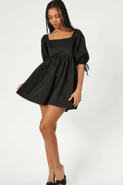 Puff-Sleeve Babydoll Dress