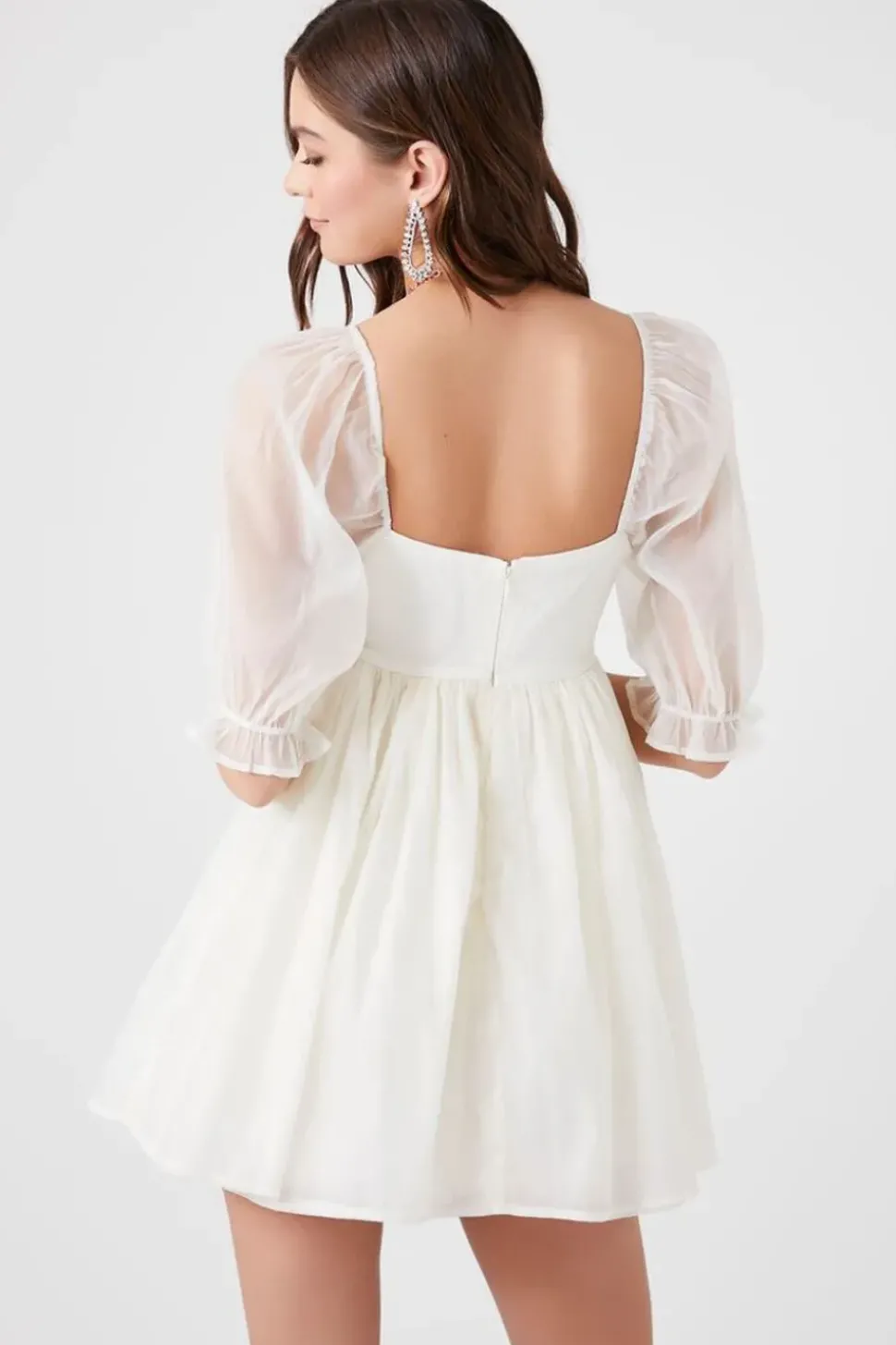 Puff-Sleeve Babydoll Mini Dress