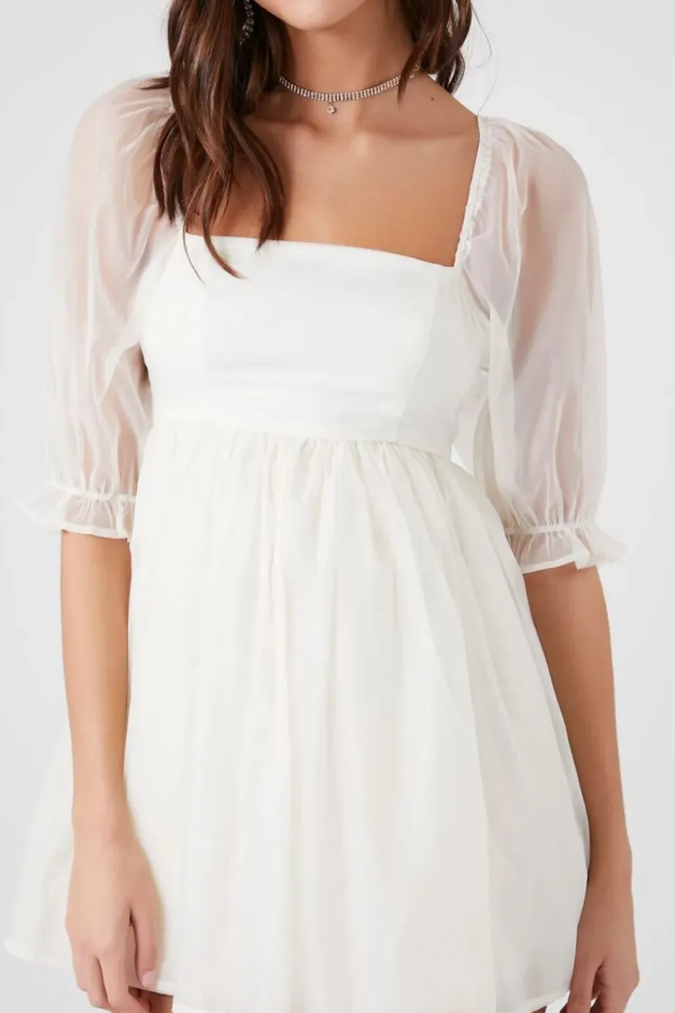 Puff-Sleeve Babydoll Mini Dress