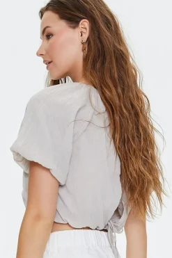 Puff-Sleeve Crop Top