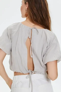 Puff-Sleeve Crop Top
