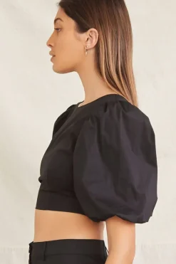 Puff-Sleeve Crop Top & Pants Set