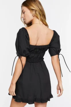 Puff-Sleeve Mini Dress