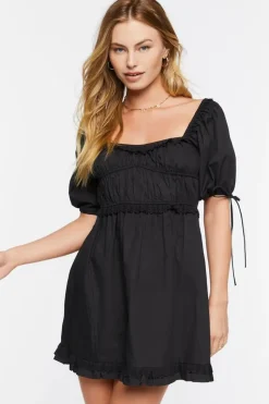 Puff-Sleeve Mini Dress