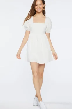 Puff-Sleeve Mini Dress