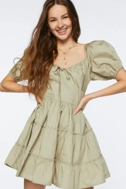 Puff-Sleeve Mini Dress