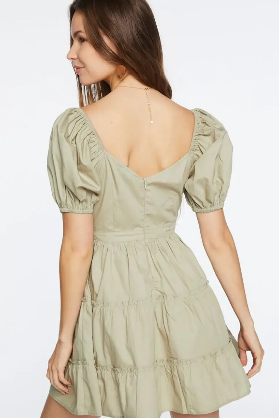 Puff-Sleeve Mini Dress