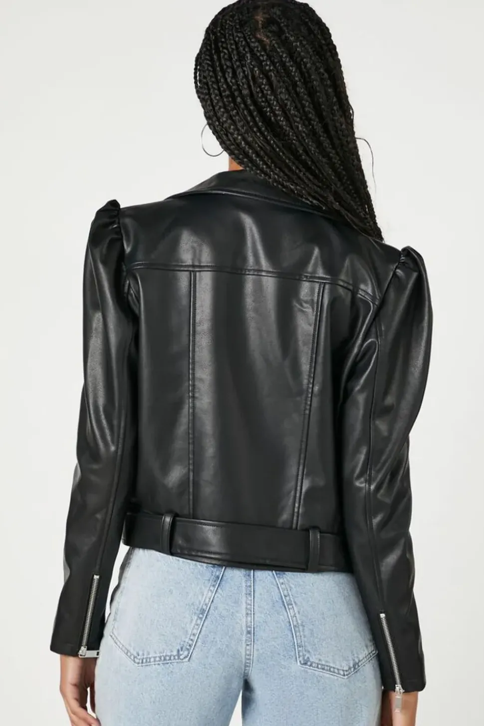 Puff-Sleeve Moto Jacket