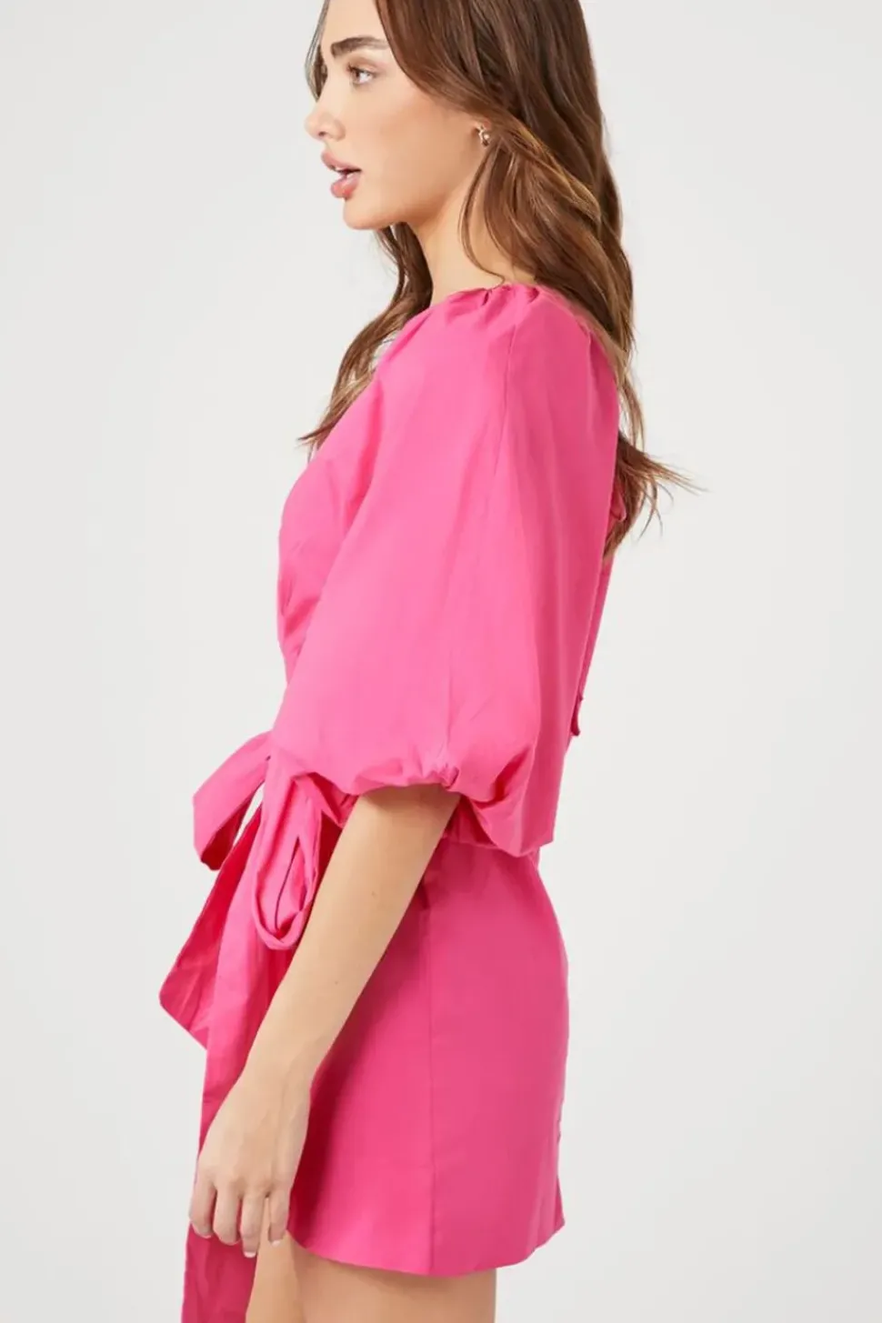 Puff-Sleeve Poplin Dress