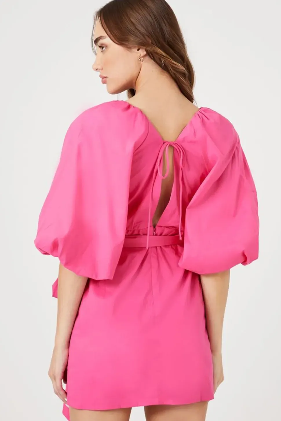 Puff-Sleeve Poplin Dress