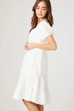 Puff-Sleeve Tiered Babydoll Dress