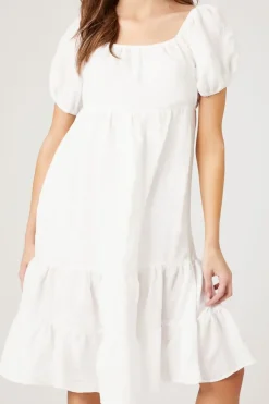 Puff-Sleeve Tiered Babydoll Dress