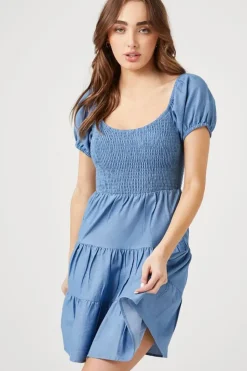 Puff-Sleeve Tiered Babydoll Dress