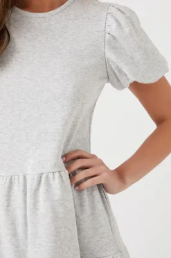Puff-Sleeve Tiered Mini Dress