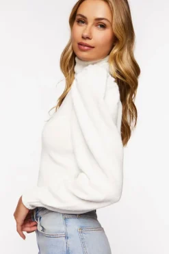 Puff-Sleeve Turtleneck Sweater