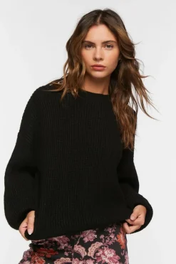 Purl Knit Drop-Sleeve Sweater