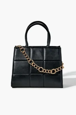 Quilted Faux Leather Satchel