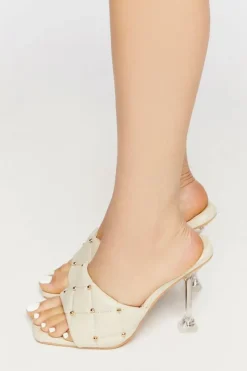 Quilted Faux Leather Spool Heels