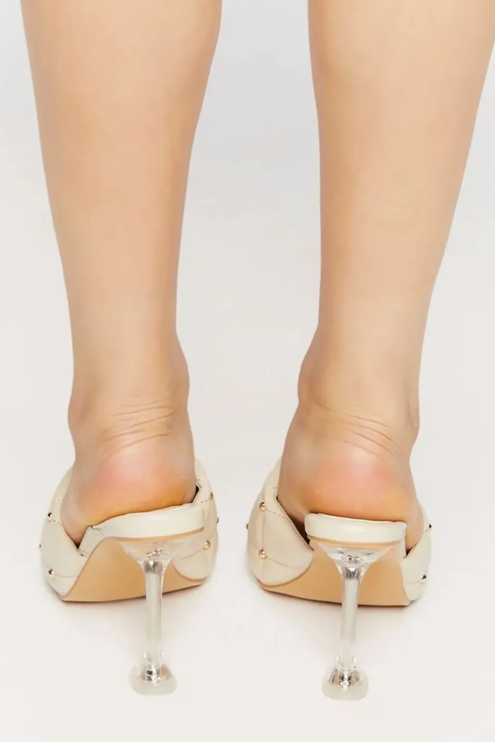 Quilted Faux Leather Spool Heels